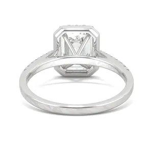 MEDBOO Jewelry Moissanite Gold Ring 1.75CT Emerald Cut Diamond Engagement Ring 14K Pure Gold Halo Moissanite Ring