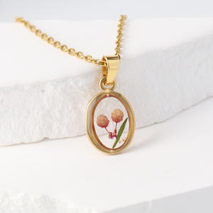 CAIOOCHE estate vera fiore collana dolce piccolo colore fresco vero fiore ciondolo in acciaio inox resina <span class=keywords><strong>gioielli</strong></span> di fiori eterni - Product Image 4