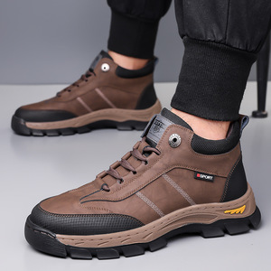 Bottes d'hiver pour hommes, hauteur cheville, en faux daim, doublure en peluche, semelle extérieure antidérapante en caoutchouc, semelle intermédiaire en EVA, bout rond, chaussures chaudes pour l'extérieur - Product Image 2