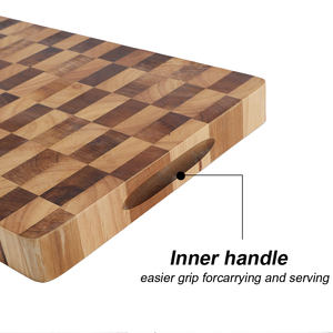 Planche à découper en bois d'hévéa naturel antibactérien, robuste, avec poignée, écologique, pour cuisine et service - Product Image 3