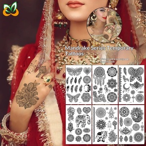 Adesivi/Tatuaggi Mandala Indiani Religiosi Neri per Sposa con Pizzo Hanna all'Ingrosso, Trasferibili ad Acqua - Product Image 2