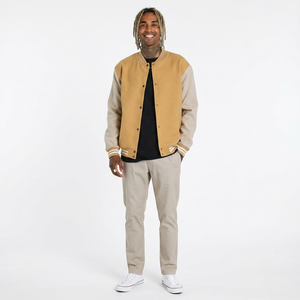 Veste universitaire unisexe élégante à prix d'usine pour logo personnalisé OEM tendance, en tissu toile léger - Product Image 1