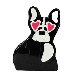 2024 wholesale cheap shoulder crossbody wallet coin hand bag fashion trends Cute puppy pu bright purse and handbags
