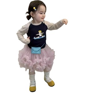 Girls Color Block Cartoon Print <b>Long</b> <b>Sleeve</b> T-Shirt Cotton Spring Autumn <b>Base</b> <b>Layer</b> Top For Kids - Product Image 4