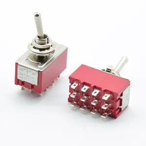 NEW Red 12 Pins ON-OFF-ON/ON ON 3/2 Position Mini Toggle Switch AC 6A/125V 2A/250V With Solder Terminal waterproof