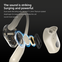 T6 Earbud Konduksi Tulang Terbaru Berkualitas Tinggi OWS Open Ear Clip Tahan Air 5.4 Nirkabel Tws Headphone