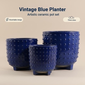 Pots de fleurs en céramique esthétiques pour l'intérieur et l'extérieur, pots de jardin avec trous de drainage, finition émaillée - Product Image 6