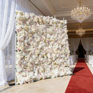 Muro de flores artificial enrollable de 8 pies x 8 pies de montaje rápido para decoración de fondo de bodas, fiestas y eventos - Product Image 3