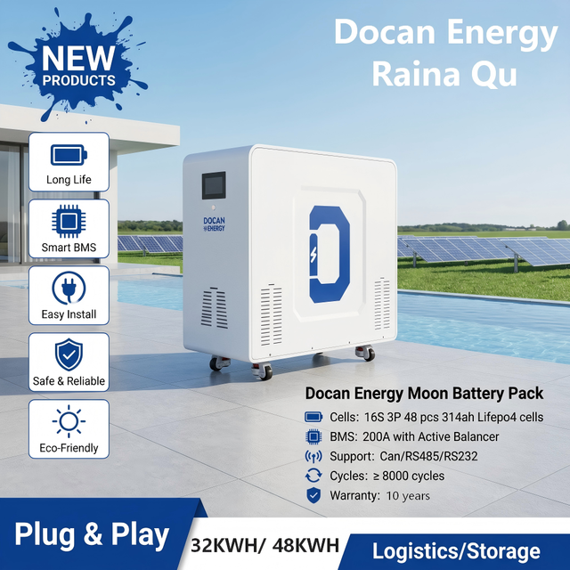 Docan 16S3P 314Ah 51.2V 46kWh 50kwh 942Ah+ Moon 32kWh 628Ah Home Energy Solar Storage Lifepo4 Battery Battery Pack EU USA Stock