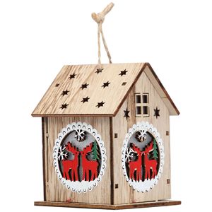 Decorazioni Natalizie All'Ingrosso: <span class=keywords><strong>Casetta</strong></span> in Legno Luminosa, Pendente Natalizio in Legno Illuminato - Product Image 4