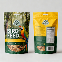 Sachet alimentaire personnalisé imprimé pour animaux de compagnie, réutilisable, avec fermeture éclair, en plastique laminé de qualité alimentaire pour aliments pour oiseaux