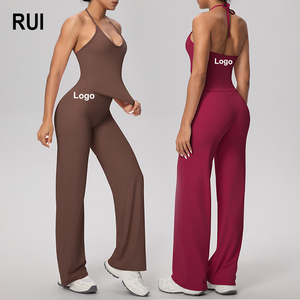 Conjunto de Yoga de 2 Piezas para Mujer RUIQUWIN Verano 2026, Top Halter y Pantalones de Yoga de Cintura Alta, Absorbe la Humedad, para Pilates, Gimnasio y Entrenamiento - Product Image 1