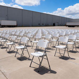 <span class=keywords><strong>Chaise</strong></span> pliante en <span class=keywords><strong>plastique</strong></span> blanc pour la <span class=keywords><strong>protection</strong></span> des sols avec structure grise métallique - Product Image 6