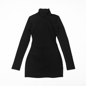 Viviblook D26DS232 Nouvelle Robe Femme Manches Longues Col Semi-Montant Irrégulière Grande Découpe Dos Nu Sexy Mini Robe Moulante Pour Femmes - Product Image 3