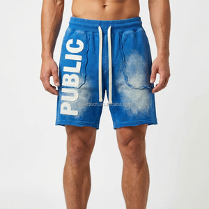 Shorts de jogging amples de luxe personnalisés, vintage, avec appliques brodées, effet Monkey Wash, délavé soleil, effet usé et délavé à l'acide, pour l'été - Product Image 3
