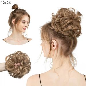 Messy Hair <span class=keywords><strong>Chignon</strong></span> Cheveux Pièces Mix Couleur Élastique Ondulé Bouclés Chouchous Synthétique <span class=keywords><strong>Chignon</strong></span> Extension de Cheveux pour Filles - Product Image 1