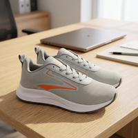 Chaussures de course gris orange légères à lacets, baskets de sport respirantes en mesh pour hommes, chaussures de course gris orange