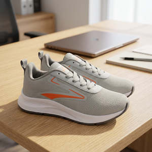 Zapatillas Deportivas Grises y Naranjas, Ligeras, con Cordones, Transpirables, de Malla, para Entrenamiento, para Hombre - Product Image 2