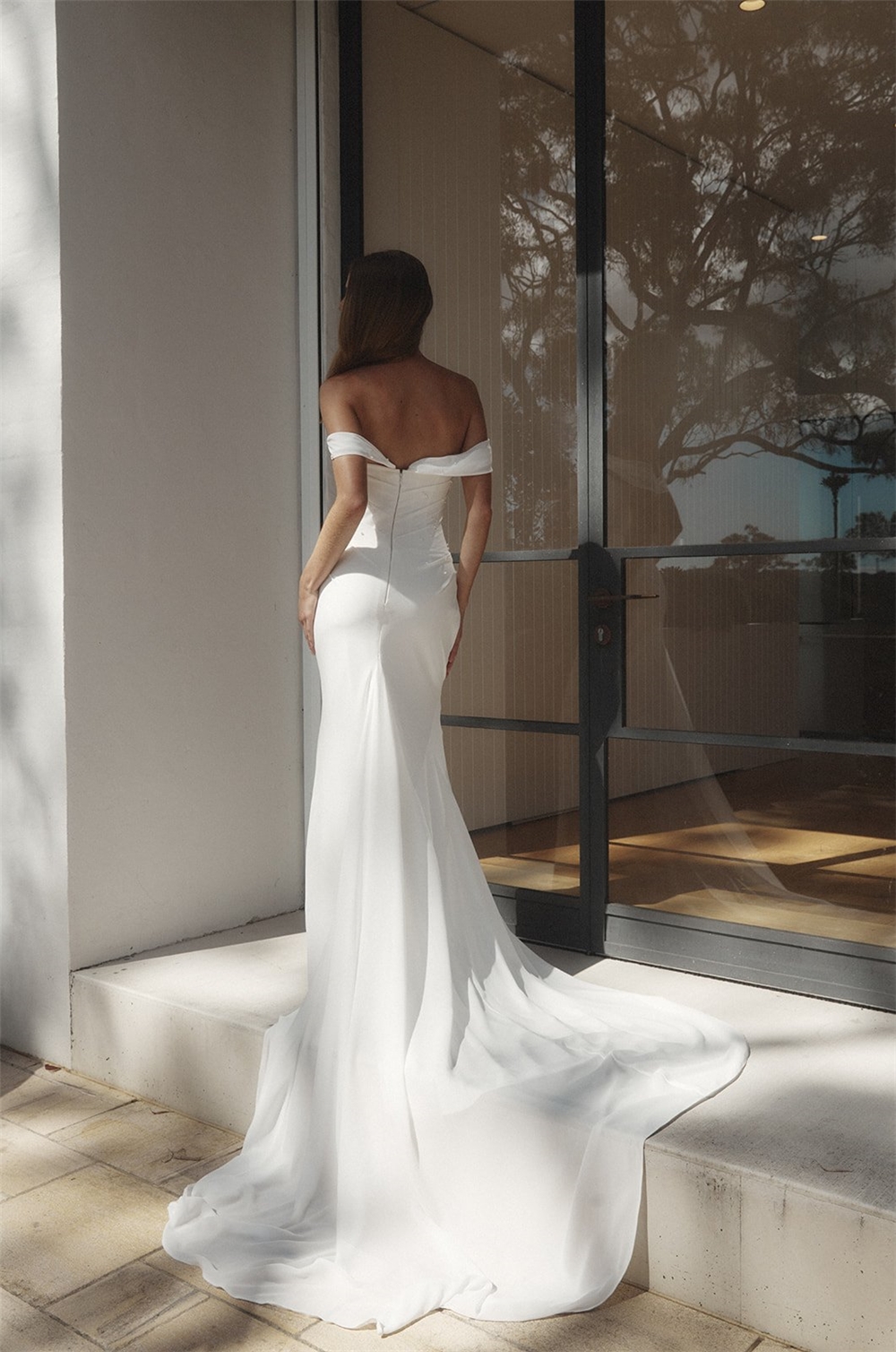 Drop Waist Corset Wedding Dress - Stunning Chiffon Mermaid Drop Waist Corset Wedding Dress - Stunning Chiffon Mermaid