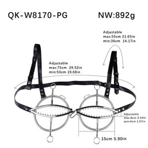 Ensemble de bondage QKKQ avec pinces métalliques pour la poitrine, pince pour la poitrine en cuir, bondage féminin, jouets fétichistes pour la masturbation, vente en gros - Product Image 3