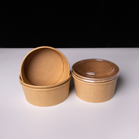 Conteneur alimentaire jetable rond avec couvercle, boîte à salade en kraft pour emporter, boîte personnalisée avec logo OEM, vente en gros, boîte biodégradable