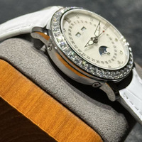 Montre-bracelet mécanique automatique pour femme, élégante et luxueuse, avec phases de lune, date et fonctions multiples, sertie de diamants