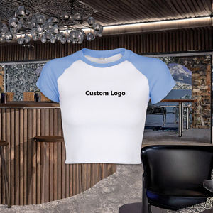 Camisetas Cortas de Punto con Logotipo Personalizado Loveda, Ecológicas, a la Moda, Ajustadas, con Bloques de Color, Estampado de Letras Rosas, Gráfico, Manga Corta - Product Image 3