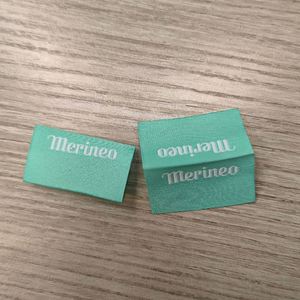 Private Custom Garment Brand <b>Name</b> Logo Woven Hem <b>Label</b> Tags With Center Loop Fold for T-shirt - Product Image 3