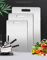 Dropshipping op maat gemaakte SUS 304 food grade snijplank van roestvrij staal en titanium voor vlees, fruit en groenten