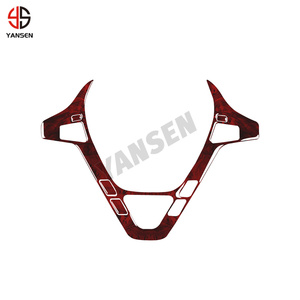 Autocollant de cadre de garniture de couverture de <span class=keywords><strong>panneau</strong></span> de volant de Grain de <span class=keywords><strong>bois</strong></span> rouge pour Honda Acura MDX 07-13 accessoires de décorateur d'intérieur de voiture - Product Image 2