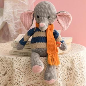 Unisex 35Cm Crochet Sang Trọng Dệt Kim Bông Động Vật Mềm Trang Trí Nội Thất Gấu Pig Elephant Bunny PP Điền Lưới Thú Nhồi Bông Đồ Chơi - Product Image 6