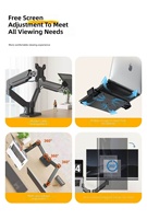 Vente directe usine – Support double moniteur réglable à compression, capacité de charge 10 kg, pour écrans 13-32 pouces et ordinateurs portables 10-17 pouces, en acier laminé à froid épaissi