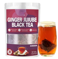 Thé pour femmes, soulage en douceur les douleurs menstruelles, crampes - Thé noir en feuilles détachées personnalisé, mélange gingembre, sucre, jujube