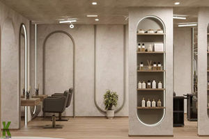 Diseño Interior Simple para Salón de Belleza, Mueble de Barbería con Superficie de Piedra Personalizada, Mueble de Exhibición Artístico para Salón - Product Image 6