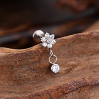 Boucles d'oreilles pendantes en titane G23 unisexe, cœur, 5A CZ, piercing à vis, bijoux de corps tendance, prix de gros pour anniversaire