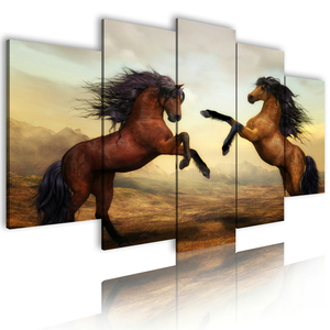 Art Dier Paard Schilderen Foto Schilderij 5 Collage Print Home Decor Canvas Muur - Product Image 3