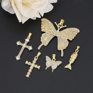 Pendentif JXX Fashion, nouveau design, plaqué or 18 carats, pendentif croix et papillon en laiton de haute qualité - Product Image 1