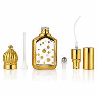 Flacon de parfum de luxe 15 ml, rectangulaire, avec cadre doré, applicateur à bille, rechargeable, flacon de parfum vintage, emballage cadeau