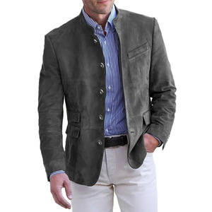 Veste de <span class=keywords><strong>costume</strong></span> décontractée en daim à simple boutonnage pour <span class=keywords><strong>homme</strong></span>, idéale pour l'automne et l'<span class=keywords><strong>hiver</strong></span>, <span class=keywords><strong>manteau</strong></span> uni de haute qualité - Product Image 3