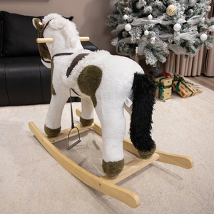 Cheval à bascule pour enfants, trois en un, avec siège en peluche, jouet d'équitation - Product Image 4