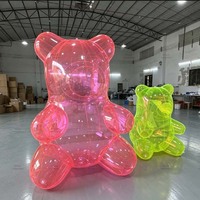 Ours en peluche géant transparent gonflable personnalisable, ours en bonbons lumineux, ballon pour fête d'anniversaire et décoration d'événements