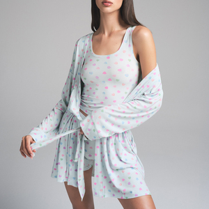 Beefey Elegante Set <span class=keywords><strong>Pigiama</strong></span> da <span class=keywords><strong>Donna</strong></span> in Tre Pezzi, Morbido, Confortevole, <span class=keywords><strong>Leggero</strong></span> e Traspirante, con Elastico Frontale, per Primavera ed Estate - Product Image 4