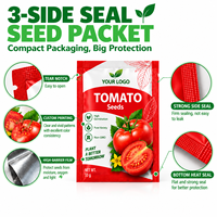 Sachets personnalisés imprimés pour graines de légumes, emballage en aluminium à trois soudures latérales, pochettes anti-humidité, sacs en plastique