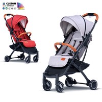 Poussette de voyage compacte pliable en alliage d'aluminium léger et lin avec amortisseur à quatre roues
