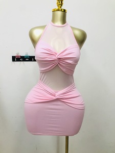 Nouvelle Collection Robes Courtes Décontractées Africaines pour Femmes, Couleur Unie, Sans Manches, Col Halter, Moulantes, Sexy, en Maille, Tendance - Product Image 6