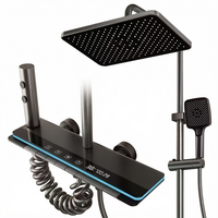 Sistema de Ducha Inteligente Digital LED de Lujo de Acero Inoxidable Montado en la Pared con Cabezal de Ducha Manual y Grifo Mezclador