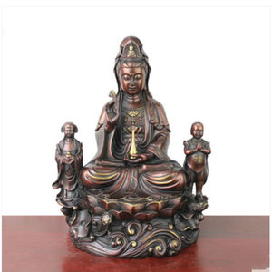 Estatua de bronce escultura de Guanyin en posición sentada - Product Image 4