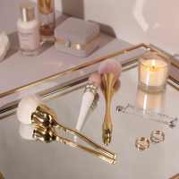 Ensemble de pinceaux à blush au design vintage luxueux, pinceaux de maquillage en poils synthétiques, manche injecté pour personnaliser le pinceau à blush