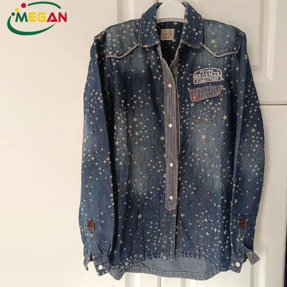 Fornitore di balle di Megan grado A vestiti di seconda mano camicie di jeans usate da donna Casual di lusso