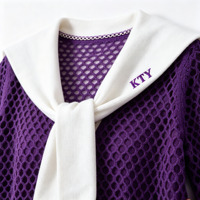 Cardigan en tricot personnalisable grande taille pour sororité, avec maille filet ajourée, col marin et broderie de lettres